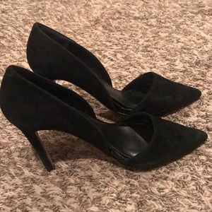 Black suede pumps